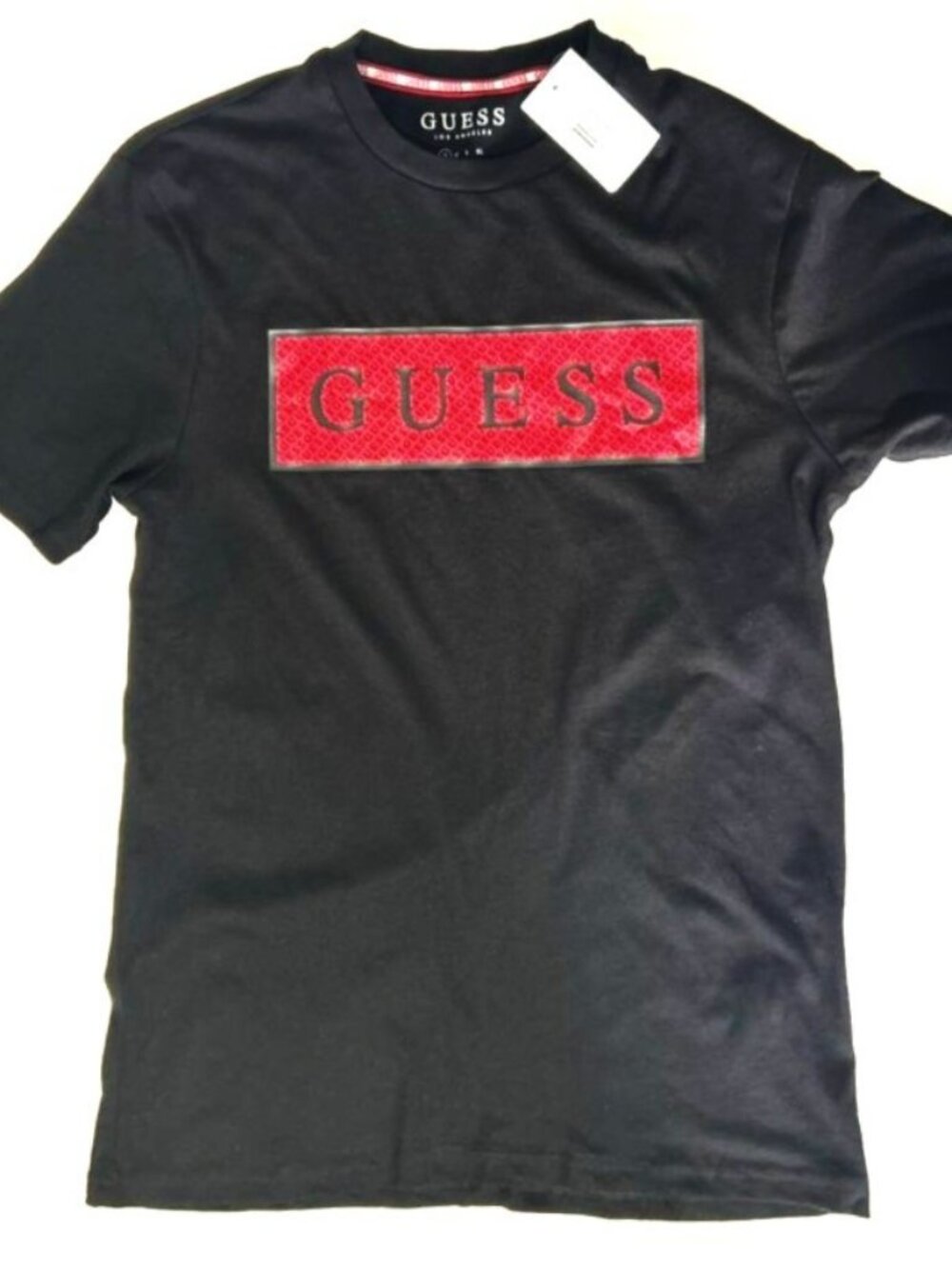 NWT GUESS Los Angeles Red Box Logo Black T-Shirt Small